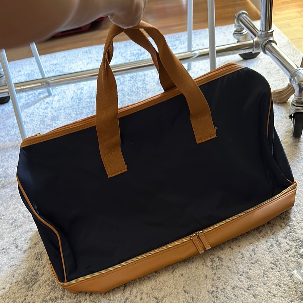 Blue and Tan weekend bag